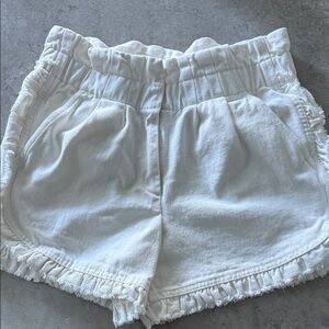 Sea New York High Waist Cream Ruffle Shorts